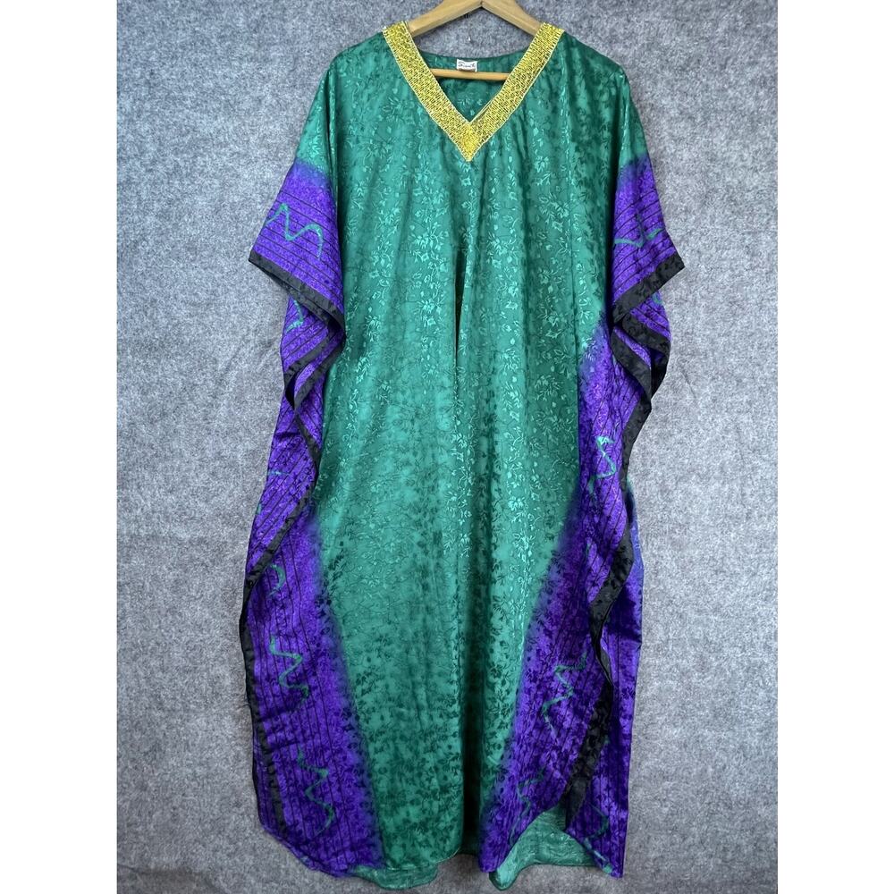 Sante Classics Kaftan Womens One Size Green Purple Gold Etheral Goddess‎ Artsy